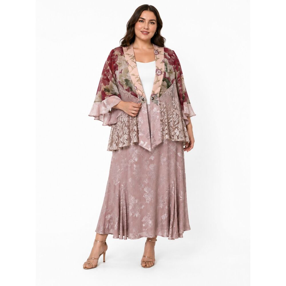 Violet Kay 2pc Skirt Jacket Set Womens XL Pink Lace Embroidered Fairycore Boho